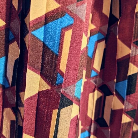 MARK pleated midi skirt abstract geometric graphic XS @G - Picture 6 of 8